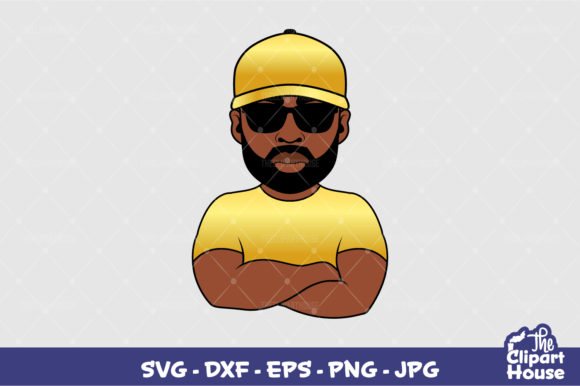 Arms Crossed Black Man Cap Gold Design